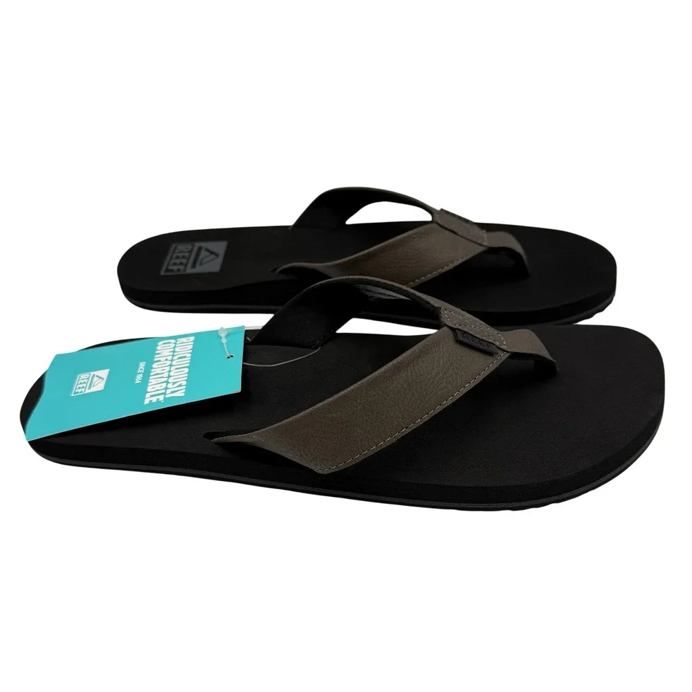 REEF Twinpin Grey Black New Casual Beach Thong Sandals RF002915GRE Men's 9 *NEW*